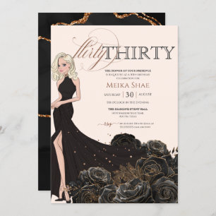 3気のあるそぶりをしたグラムブラック&バラ金ゴールド30歳 招待状