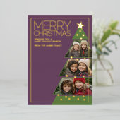 3水平フォトクリスマスツリーコラージュ 箔シーズンカード (立ち正面)