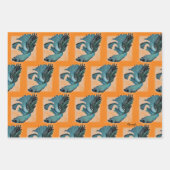 3水色のまわりに地球ベタフィッシュ ラッピングペーパーシート (正面3)