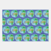 3水色のまわりに地球ベタフィッシュ ラッピングペーパーシート (正面2)