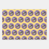 3水色のまわりに地球ベタフィッシュ ラッピングペーパーシート (正面)