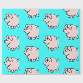 3漫画おもしろいイラストレーション豚の選択カラーギフト ラッピングペーパー (フラット)