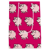 3漫画おもしろい豚ベビー選択カラーMギフト ミディアムペーパーバッグ (裏面)