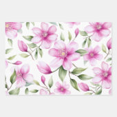 3濃淡の水彩フローラルパターン ラッピングペーパーシート (正面3)
