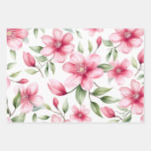 3濃淡の水彩フローラルパターン ラッピングペーパーシート (正面2)