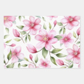 3濃淡の水彩フローラルパターン ラッピングペーパーシート (正面)