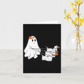 3犬おもしろいハロウィーン秋付き幽霊歩く カード (黄色い花)