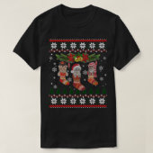 3猫の靴下のおもしろいクリスマス猫の醜いクリスマスSw Tシャツ (デザイン正面)