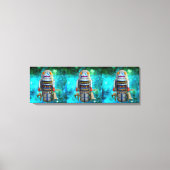 3玩具ロボットターコイズ銀河系ヴィンテージレトロトリプティック キャンバスプリント (正面)