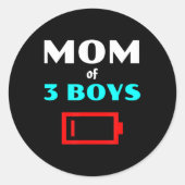 3男の子の母の疲れたママの3人の息子の低こうもり ラウンドシール (正面)