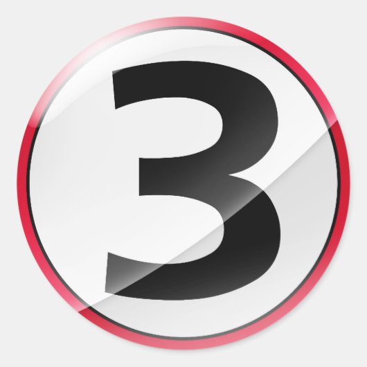 3番の赤いシール ラウンドシール (正面)