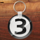 3番の黒いキーチェーン キーホルダー (正面)