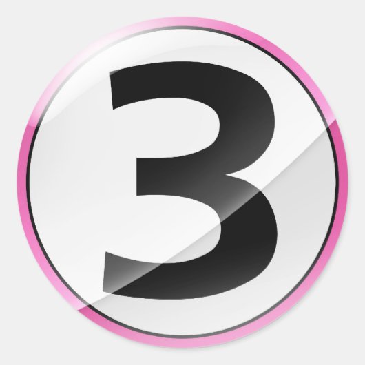 3番ピンクステッカー ラウンドシール (正面)