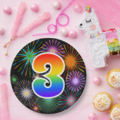 3番目のイベント-おもしろいカラフル、はっきりしたレインボー3 ペーパープレート (パーティー)