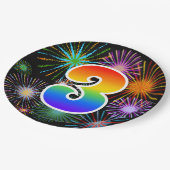 3番目のイベント-おもしろいカラフル、はっきりしたレインボー3 ペーパープレート (アングル)