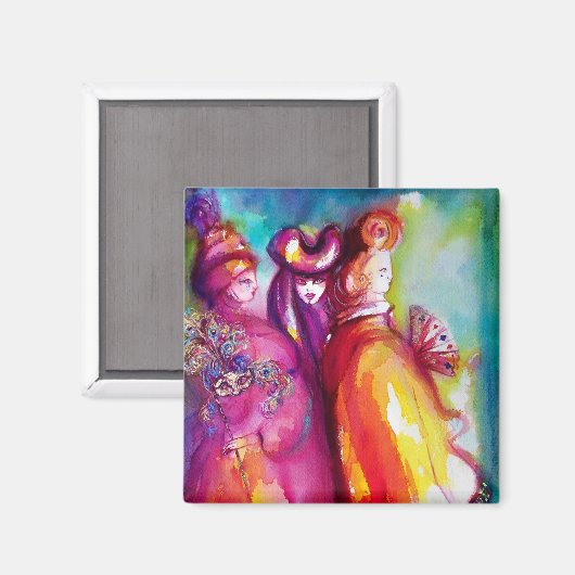 3番目のマスクのヴェネツィアの仮装の水色 マグネット (正面/裏面)