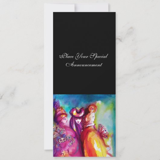 3番目のマスク仮面舞踏会，金ゴールド赤い黄色の青 招待状 (裏面)