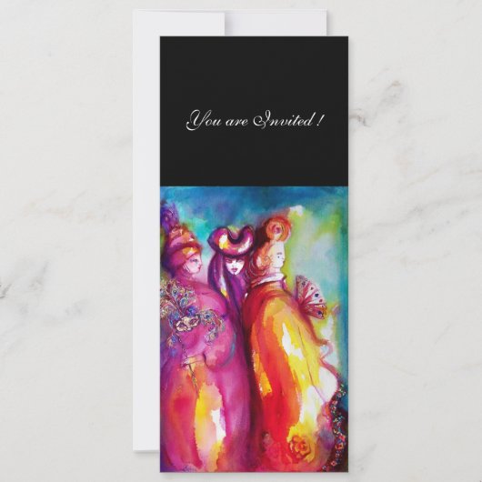 3番目のマスク仮面舞踏会，金ゴールド赤い黄色の青 招待状 (正面)