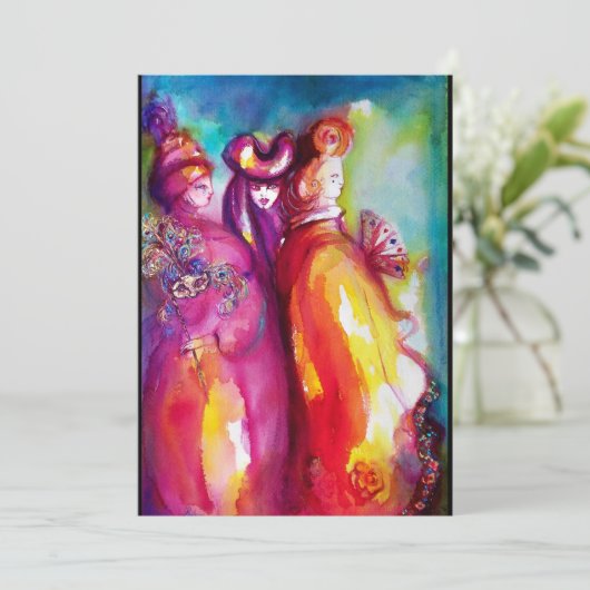 3番目のマスク，仮装パーティー,金ゴールド赤い黄色の青 案内状 (スタンド正面)