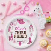 3番目のロデオピンク西カウボーイ3番目の誕生日 ペーパープレート (パーティー)