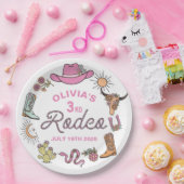 3番目のロデオピンク西カウボーイ3番目の誕生日 ペーパープレート (パーティー)