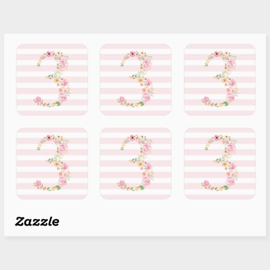 3番目の誕生日の水の色フローラ3 スクエアシール (シート)