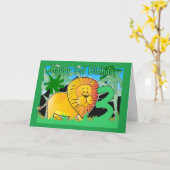 3番目の誕生日カード – ライオン カード (黄色い花)