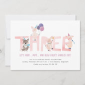 3番目の誕生日パーティー、3小さな豚ビッグバートオオカミ 招待状 (正面)