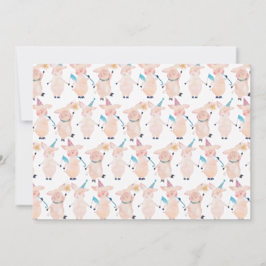 3番目の誕生日パーティー、3小さな豚ビッグバートオオカミ 招待状 (裏面)