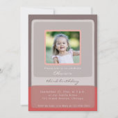 3番目の誕生日ピンクの女の子の招待状写真 招待状 (正面)