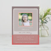 3番目の誕生日ピンクの女の子の招待状写真 招待状 (スタンド正面)