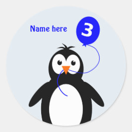 3番目の誕生日ペンギン名を青に追加 ラウンドシール