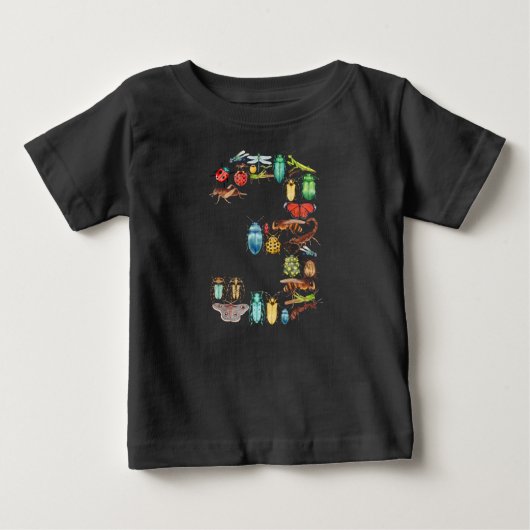 3番虫カブトムシテーマ3歳 ベビーTシャツ (正面)