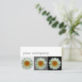 3白いデイジーのモダンの花柄 名刺 (スタンド正面)