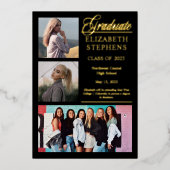 3種エレガント目の写真大学院卒業ブラック 箔招待状 (正面)