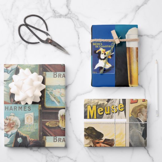 3種類のデザイン ラッピングペーパーシート (正面)