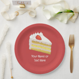3種類のミルクのケーキスライス - お祝いのカスタムテキスト ペーパープレート