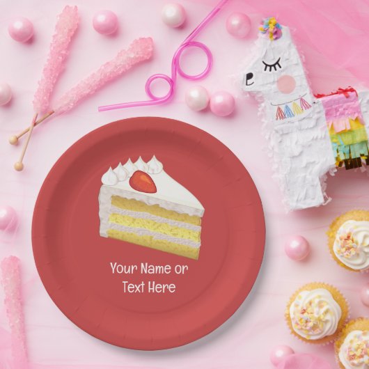 3種類のミルクケーキのスライス - お祝いのカスタムテキスト ペーパープレート (パーティー)