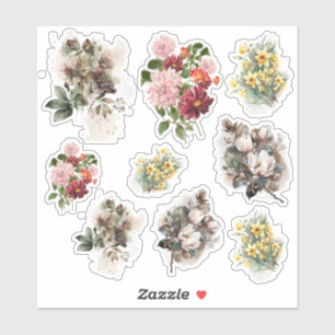 3種類の花のステッカーシート シール