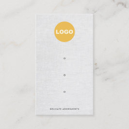 3穴スタッドイヤリングディスプレイグレーリネンロゴ 名刺