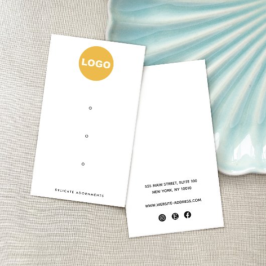 3穴スタッドイヤリングディスプレイ追加ロゴ 名刺