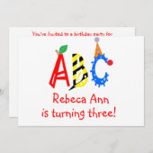 3第3誕生会Invitaitonsを回すABC 招待状 (正面/裏面)