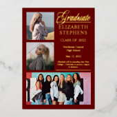 3級エレガント写真院卒業マルーン 箔招待状 (正面)