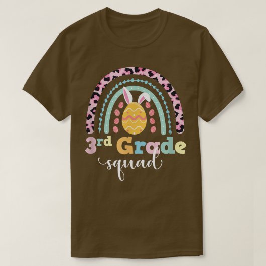 3級分隊ヒョウレインボーイースターバニー教え Tシャツ (デザイン正面)