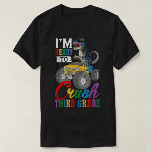 3級Tレックスモンスタートラックを押し戻す準備完了 Tシャツ (デザイン正面)