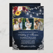 3素朴つのフォトジャーのライト混合フローラ結婚の 招待状 (正面/裏面)