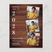 3素朴フォトコラージュ郡の木材卒業 案内ポストカード (正面)