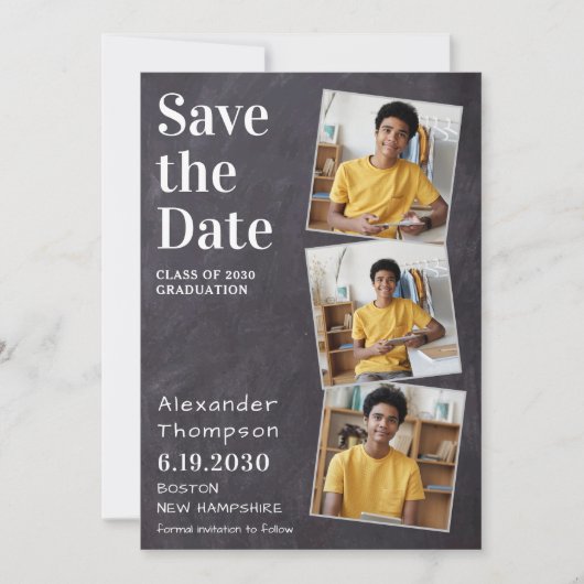 3素朴フォト石板卒業日退会 案内状 (正面)