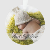 3素朴世の家族生まれたばかりののクリスマスカスタム写真 オーナメント (正面)