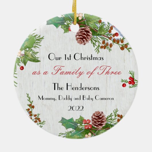 3素朴世クリスマスギフトの生まれたばかりのフ最高のァイズ セラミックオーナメント (裏面)